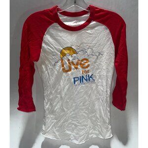 Victoria's Secret Live For Pink Red Baseball Tee Junior's Size Small